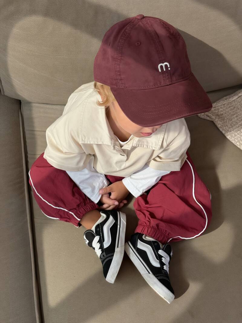 Wine red parachute pants