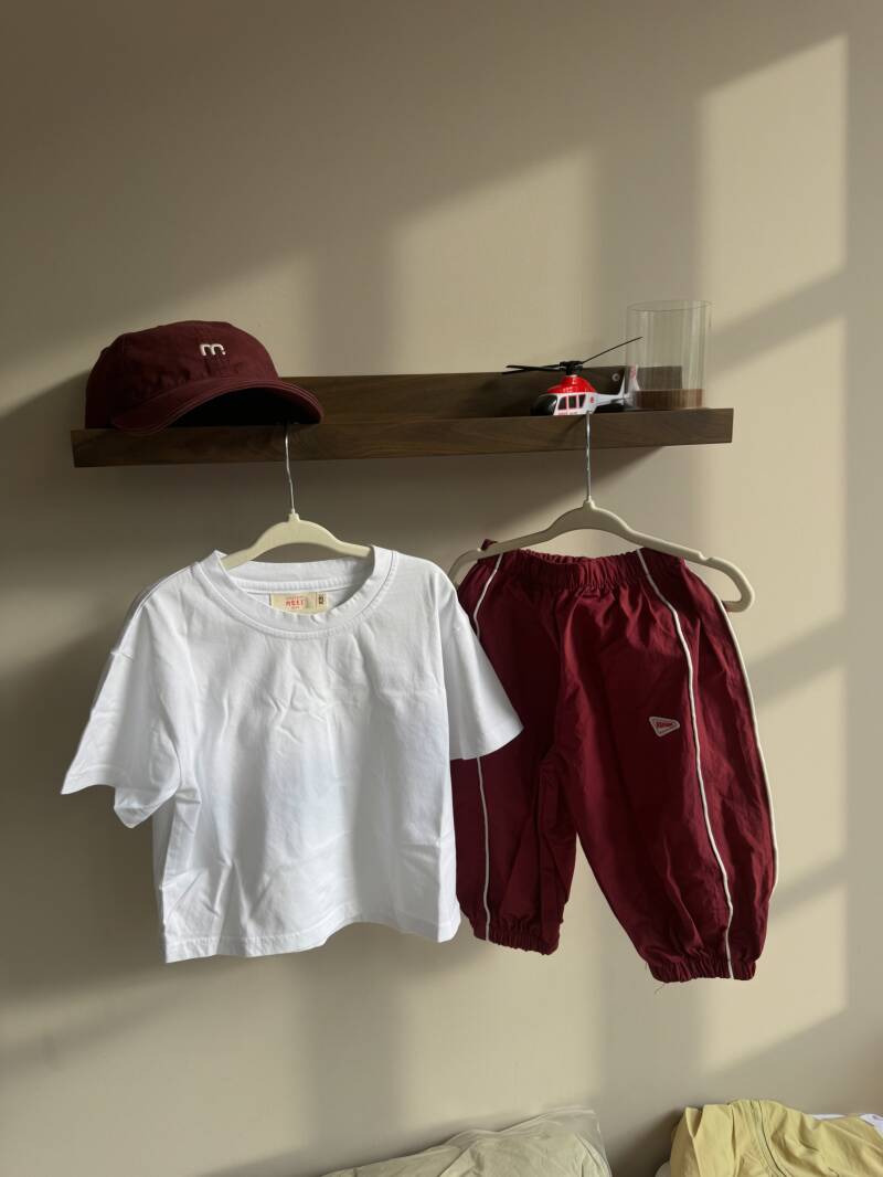Wine red parachute pants