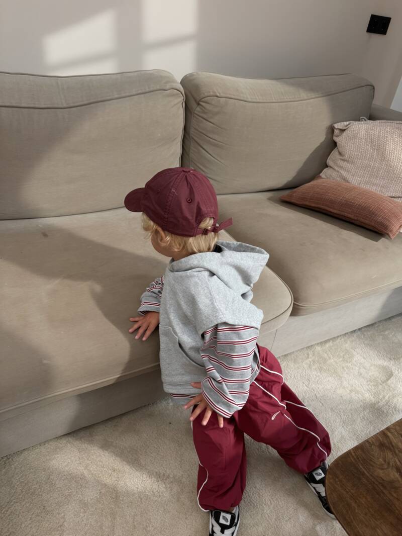 Wine red parachute pants