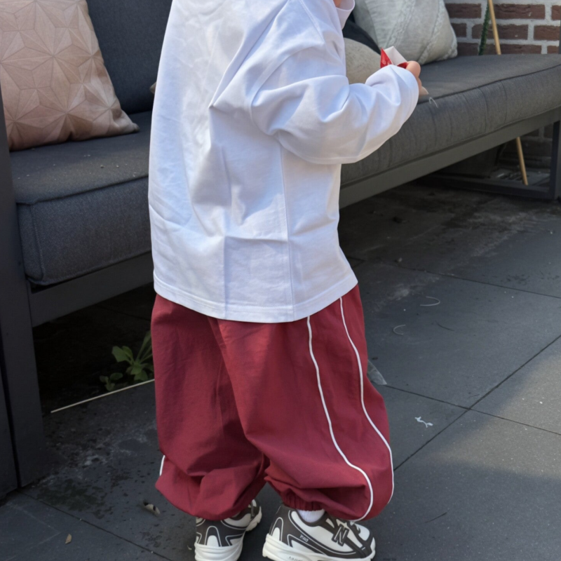 Wine red parachute pants