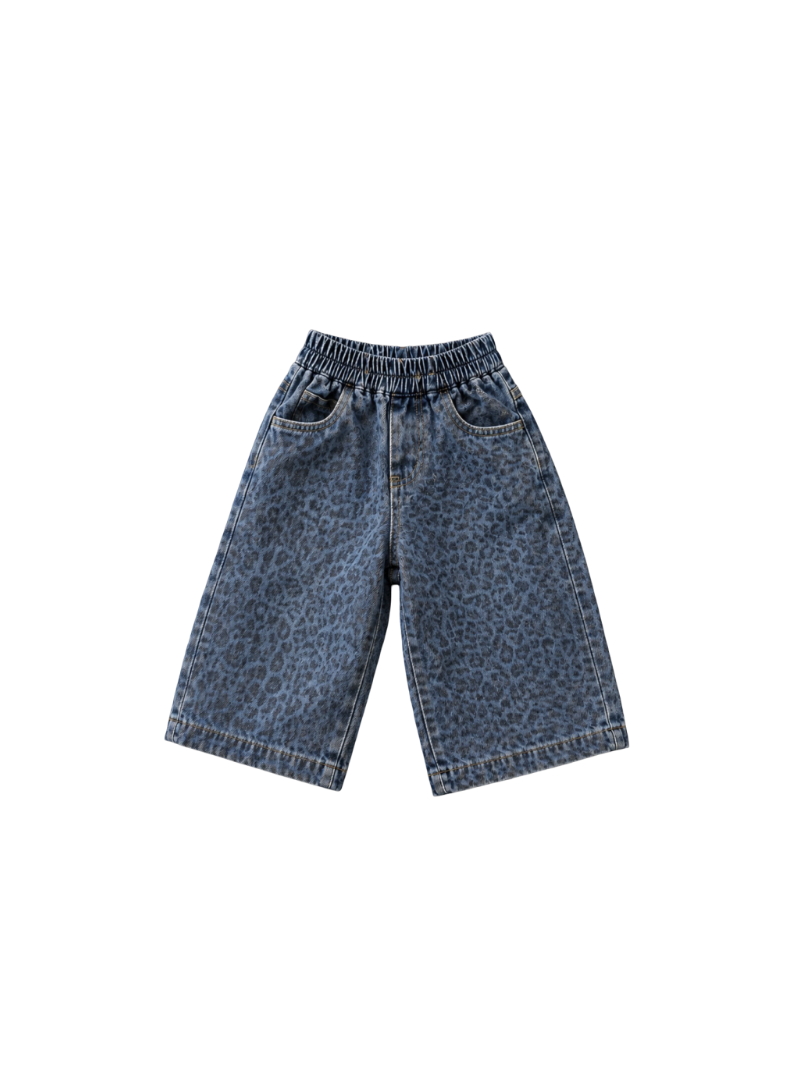 Leopard print denim jeans